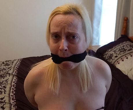Gagged Slut with tits tied